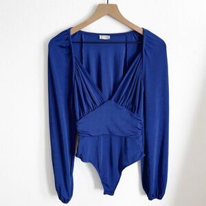 Free People Intimately Bodysuit Womens Small Blue Long Sleeve Feminine Coquette‎
